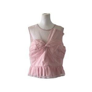 Express large top pink sleeveless tulle polka dot NWT